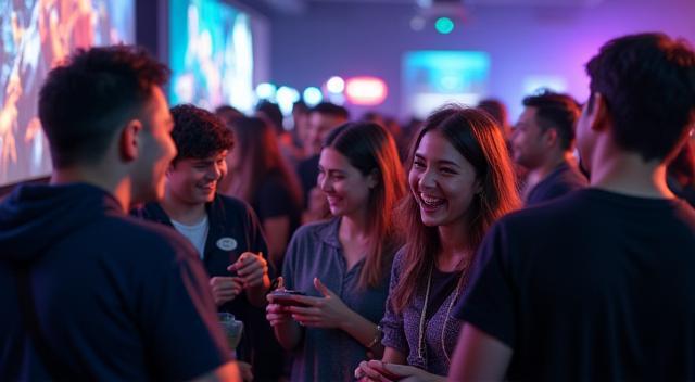 Players interacting at a gaming event